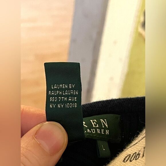 Lauren Ralph Lauren Women’s Size Large Navy & Red Striped Sweater • Relaxed Fit - Picture 16 of 16